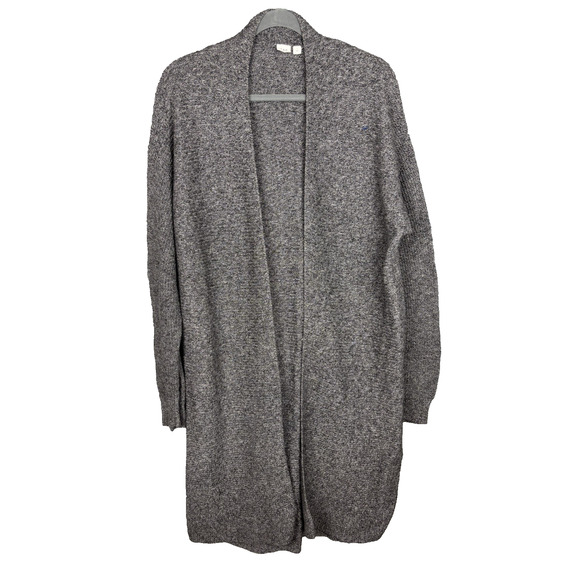 GAP Merino Wool Blend Long Open Cardigan Womens Large Gray Knit Sweater - Picture 1 of 10